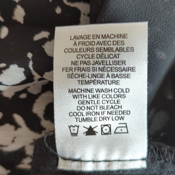 Joie Caillie Black & White Floral Chiffon Peasant Top Blouse Puff Sleeves V-Neck - Picture 12 of 13